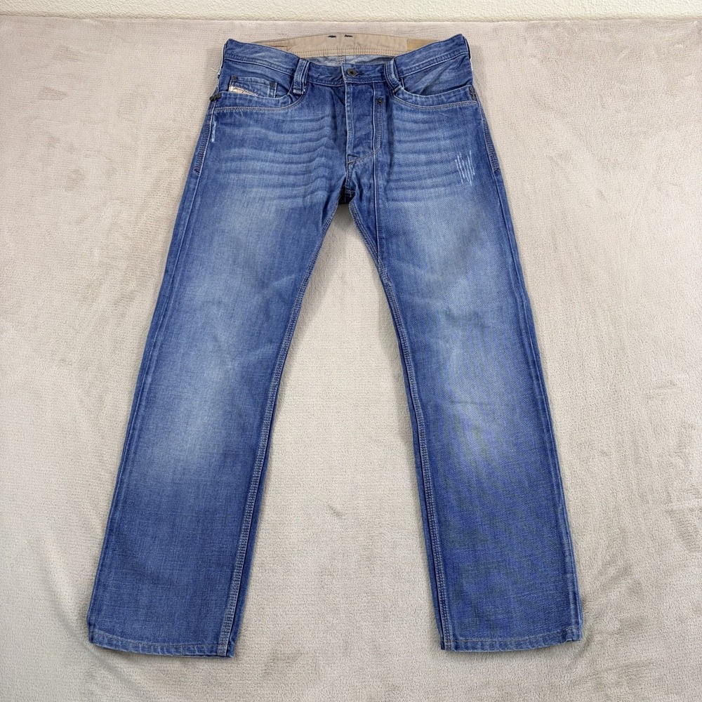 Diesel Timmen‎ Straight Fit Jeans in Blue 008BK Wash Men 34x30 (Tag 32) Grunge